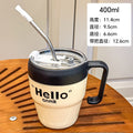 Influencer-style letter handle mug, trendy instagram coffee cup, high-end, niche, cute, with straw, glass water cup, customizable