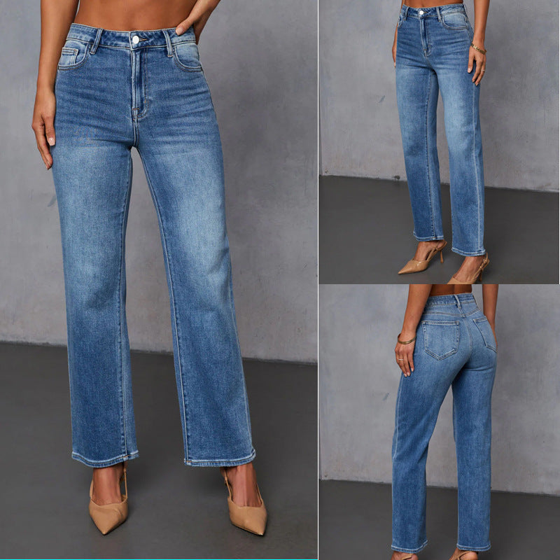 Xintang denim capital stretch jeans women's new arrivalexportelegantwork clothingstraight-leg pants washed monkey jeans