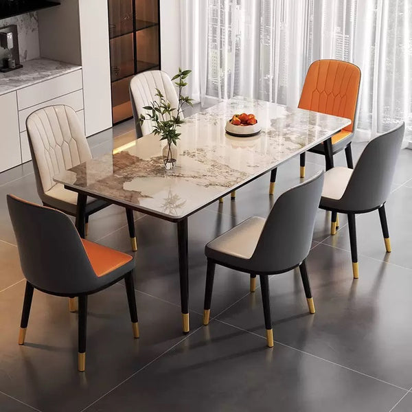 Customized rock slab dining table table and chair combination Hotel restaurant table and chair combination Commercial household living room dining table table and chair combination
