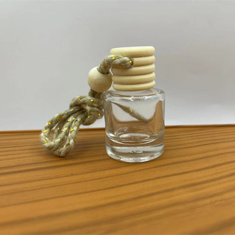 8ml car perfume bottle cylindrical five-wire cap thickened glass essential oil dispensing bottle lanyard aromatherapy self-installed empty bottle