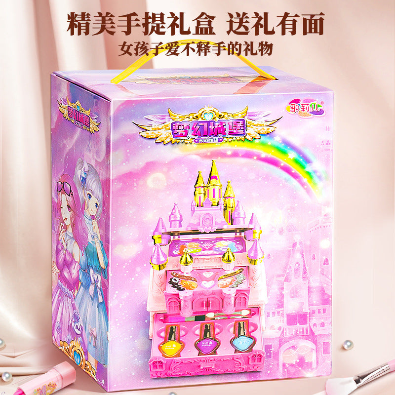 Kids' makeup table playset toy - nail polish, princess makeup box, pretend play, parent-child interaction