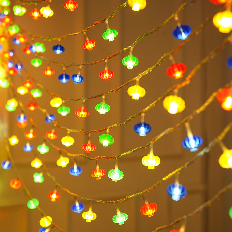 LED modeling small colorful lights flashing, New Year's and Spring Festival bedroom decoration red lanterns, festive atmosphere light strings