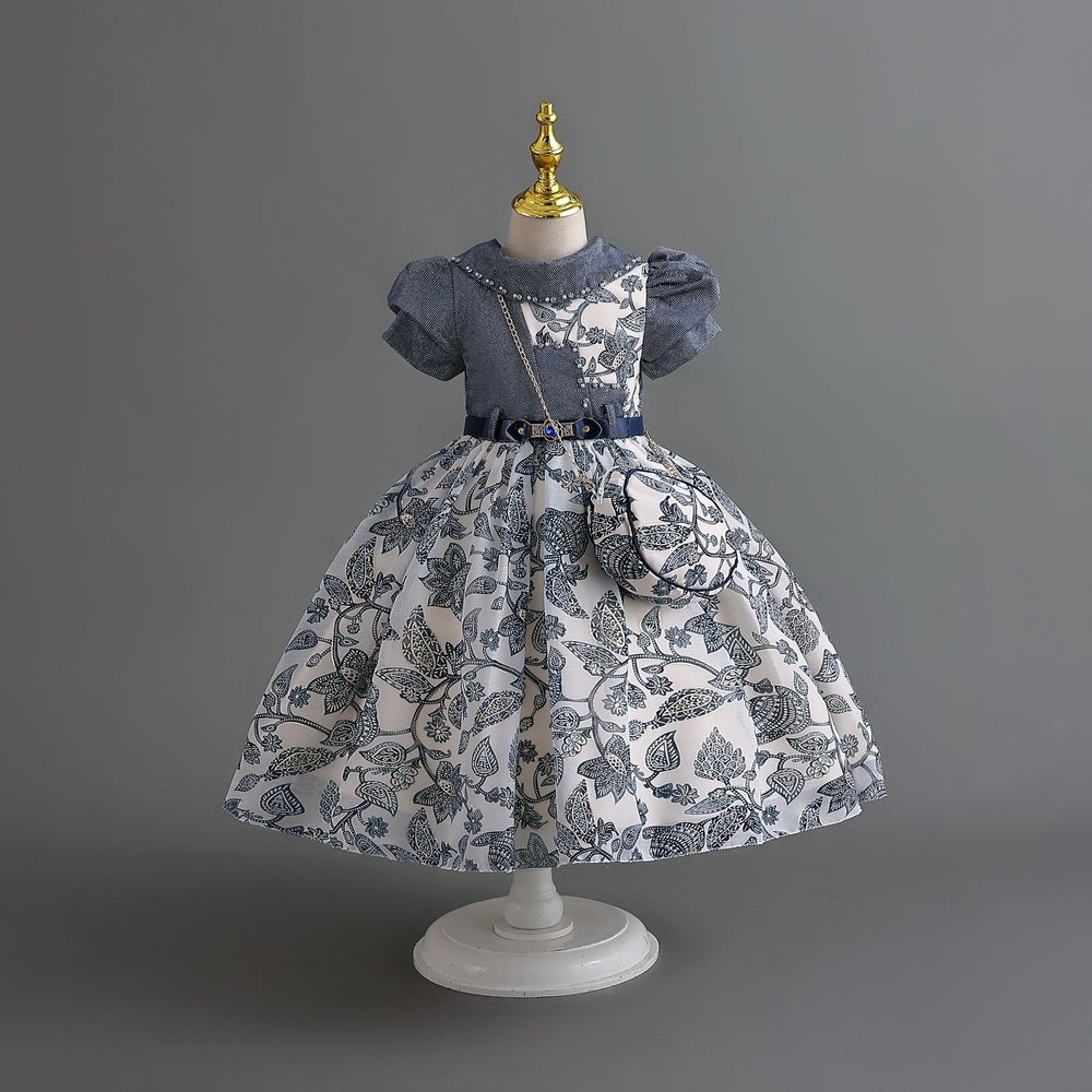 wholesale of ready-to-ship children's formal dresses, chiffon princess dresses with matching bags, girls' dresses