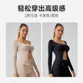 Best selling crop top yoga clothes long sleevessexycut out tight stretch topsfall and winter women's slimming look fitness clothes outwear