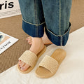 Ethnic style imitation straw travel hemp bottom women's sandals trendy outwear flip-flops fashioncasualsweet style beach women's slippers