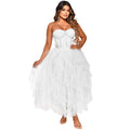 X5709 new arrival:  &  fashionable solid color hotfix rhinestone bandeau fluffy mesh dress - women's apparel