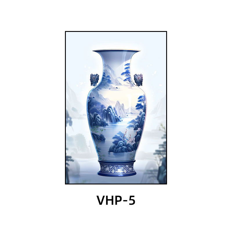Blue and white porcelain decorative painting vase porcelain ceramic new Chinese style living room hanging painting hotel hotel restaurant box Chinese style