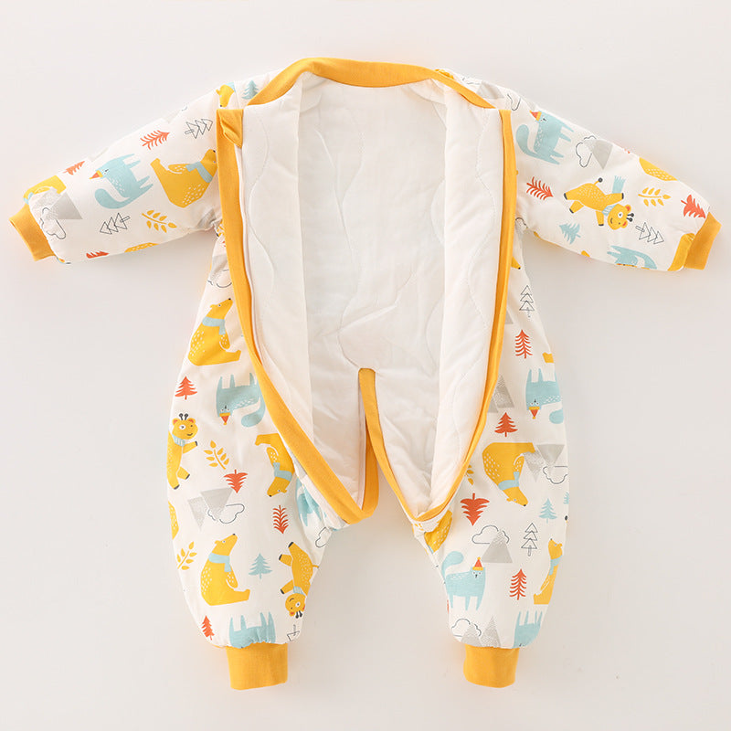Newborn baby sleeping bag - autumn/winter style, anti-kick quilt, unisex baby padded sleeping bag with leg opening