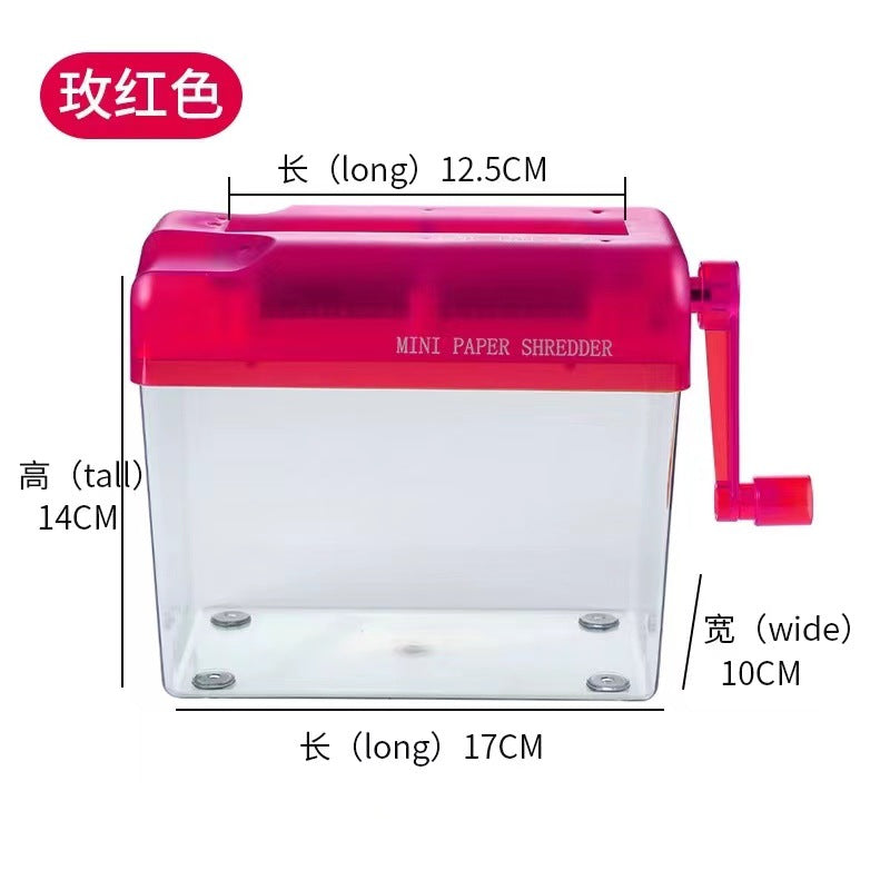 Manual paper shredder, small strip shredder, office desktop paper shredding tool, home use a6 hand-crank paper shredder