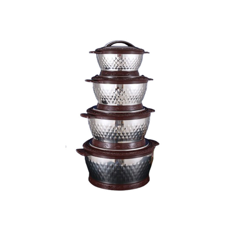 Magnetic double-layer pot three-piece set stainless steel thermal insulation pot exported to africa suit pot drill point 4pcs thermal insulation pot pot