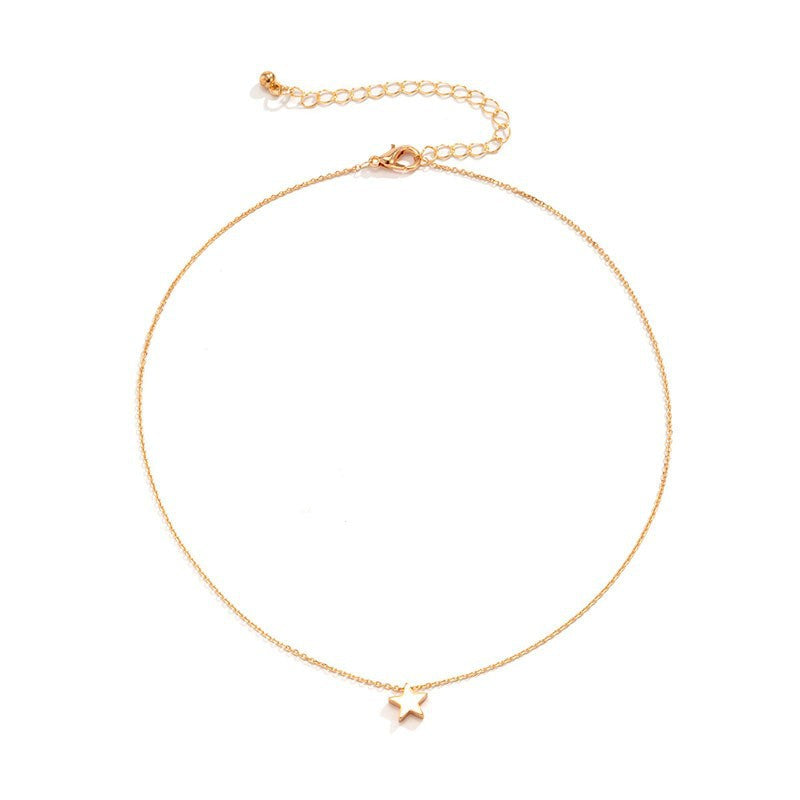 European and american cross-border new jewelry: fashionable and minimalist stainless steel star necklace for women - unique and versatile five-pointed star pendant