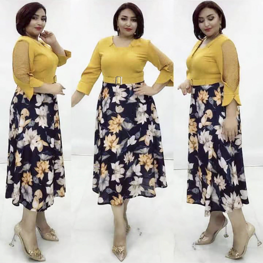 African   new fashion women's chiffon a-line dress plus size printed dress