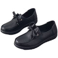 Comfortable leather shoes for middle-aged and elderly women - soft sole, flat, wear-resistant, waterproof, spring/autumn style - grandma shoes