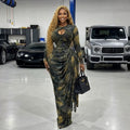 african women's fashion:  summer new arrivals - sexy & elegant printed cutout ruched bodycon dress