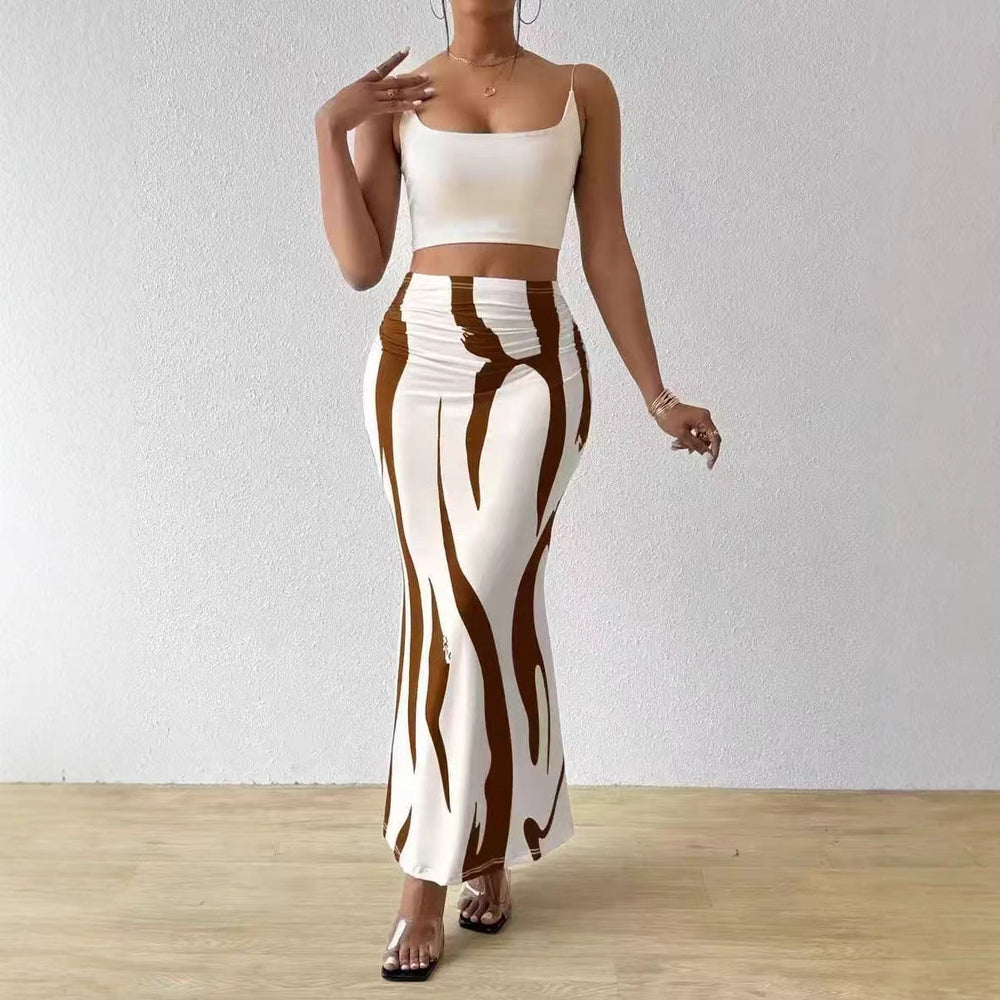 cross-border fashion zebra print slimming & lengthening bestselling high-waisted fishtail pencil mini dress