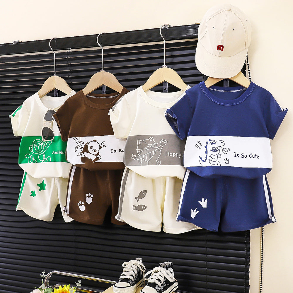 new kids' short-sleeve striped t-shirt set - summer baby & toddler clothing, korean style