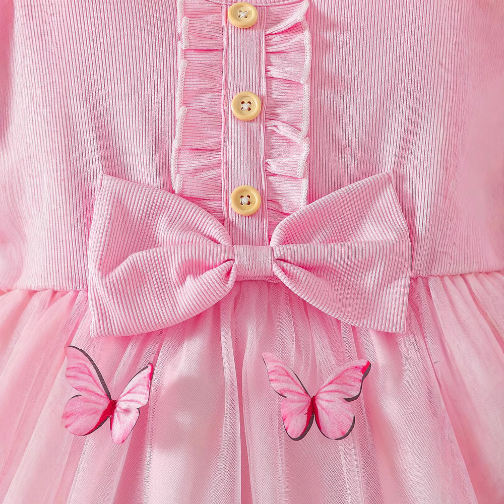 Girls' summer dress  new style butterfly mesh tutu dress - stylish and ethereal princess dress for kids