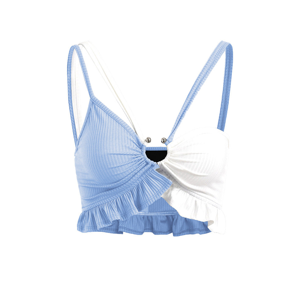 foreign trade y2k style women's clothing   spring and summer pure color silm navel-baring camisole tops