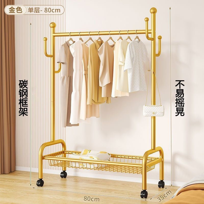 Scandinavian simple clothes drying rack indoor bedroom thickenedmovable floor-standing clothes rack clothes rack floor-standing