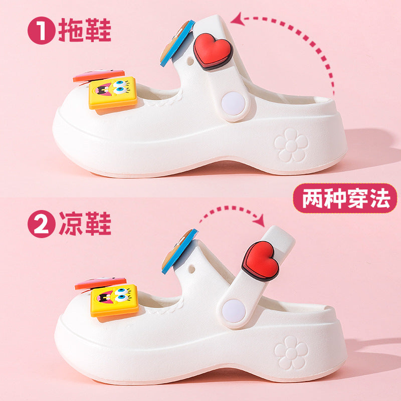 Spongebob squarepants new family kids clogs - thick sole, height increasing, outdoor wear, summer anti-slip, anti-odor beach sandals and slippers