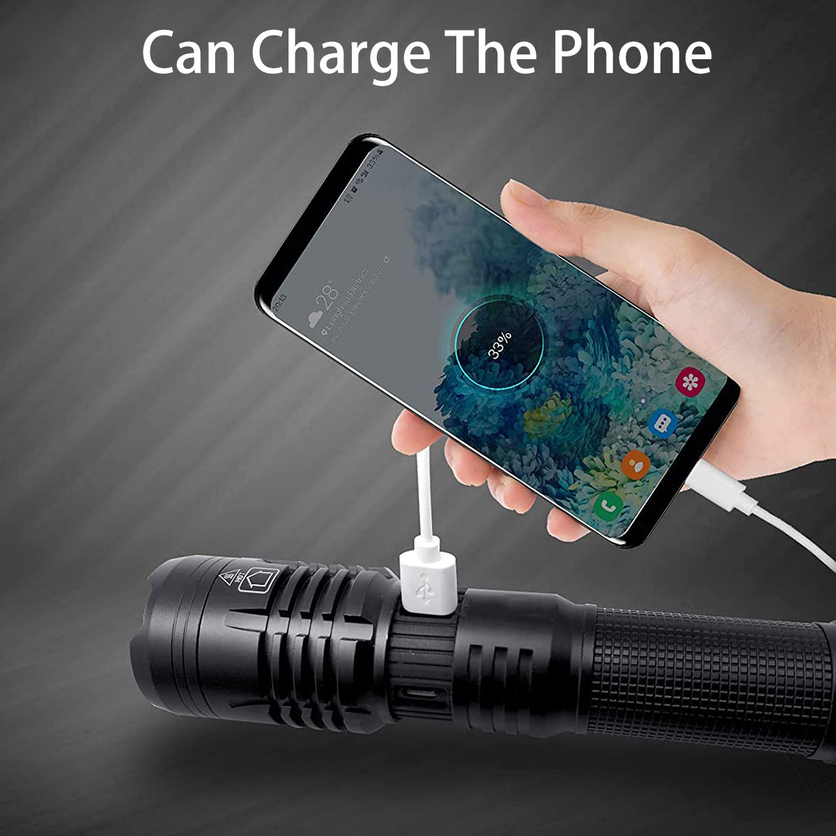 Cross-border new XHP70 strong light flashlight, outdoor USB charging with output zoom remote LED flashlight