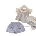 Girls' fashion set:  summer new arrival - stylish cartoon short-sleeve top and shorts two-piece outfit - wholesale supply