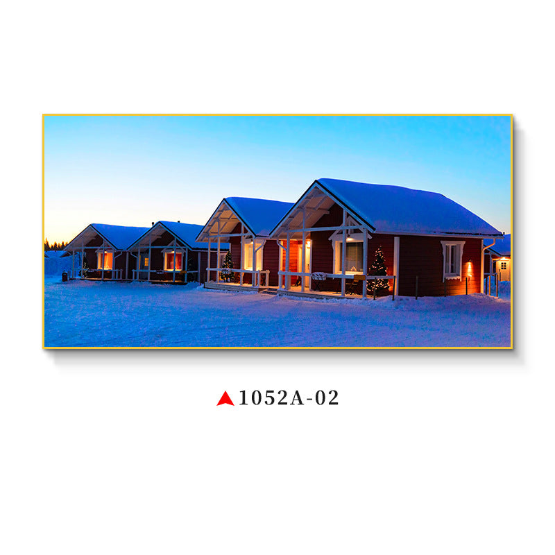 Northeast snow landscape decorative painting rural folk landscape wall painting iron pot stew restaurant farmyard light box hotel hanging painting