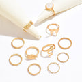 European and american cross-border minimalist retro floral butterfly ring set - elegant, versatile, metal plain band stackable jewelry for women