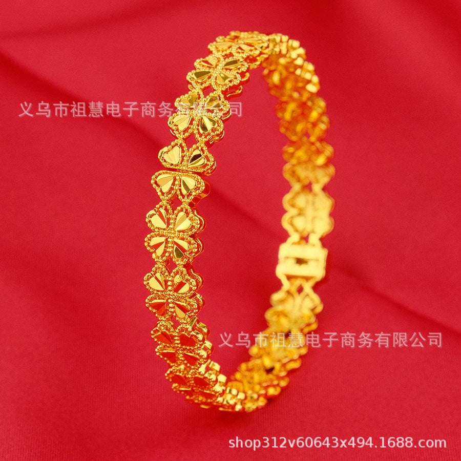 New fashion lucky clover women's luxury gold plated bangle ethiopian african designer dubai