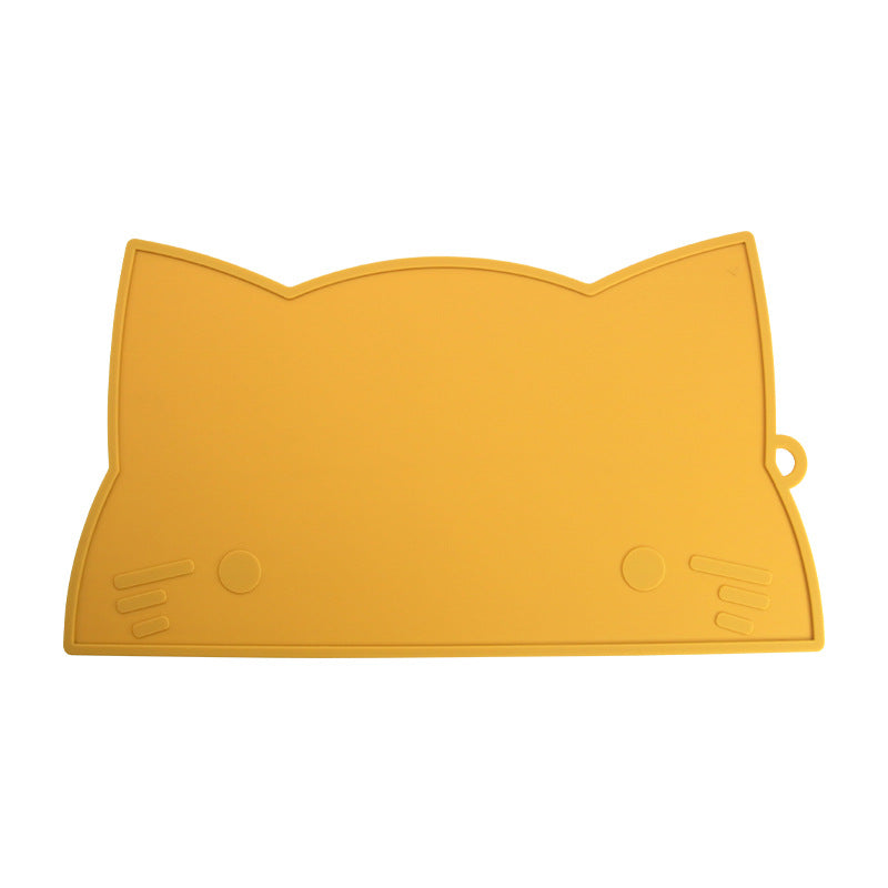 Cross-border food-grade baby silicone saliva pocket cartoon cat shape silicone bowl three-grid plate grid feeding set