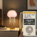 Feather table lamp + gold plating + pink feather (crystal)