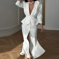 summer new women's clothing - cross-border  fashion: elegant commute print v-neck dress (us/eu style)