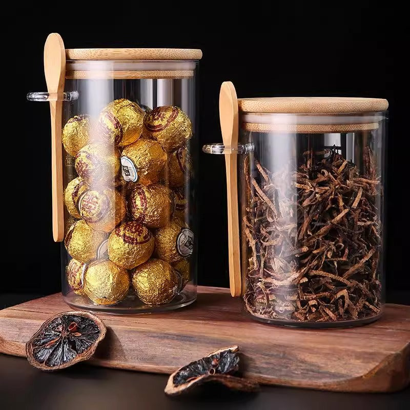 Glass airtight jars for dried fruits, seasonings, and kitchen storage – tea, spice, and grain containers – transparent storage jars