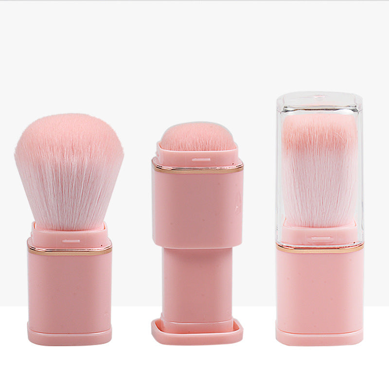 Portable makeup brush for export - pink powder brush, single-use blush & setting powder brush, retractable beauty brush