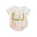 Girls' summer new arrival: floral bunny romper - short-sleeve jumpsuit for girls, perfect for casual outings