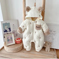 Infant winter fleece-lined thickened clothes baby outing romper newborn winter cotton-padded jumpsuit outerwear