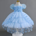 New arrival: lace petal children's formal dress - princess wedding gown with train for little girls