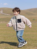 Girls' winter cotton-padded coat: loose-fit, lambswool trim, fleece-lined sweatshirt, unisex thickened warm outerwear