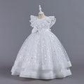 New in stock children's skirt small flying sleeves kids dress princess dress girls piano performance dress kids dress