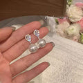 French romantic water drop diamond earrings-a1411 silver