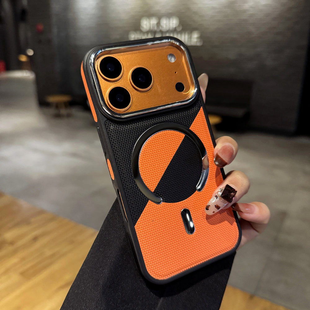 New color block leather texture magnetic iphone 17 case, apple 16 pro max shockproof protective cover - wholesale