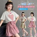 Girls' summer korean style outfit  new casual girl's short sleeve and shorts two-piece set student sweet t-shirt