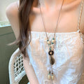 Beach vacation new chinoiserie zen ceramic pendant necklace women's bohemia ethnic style long accessories lanyard