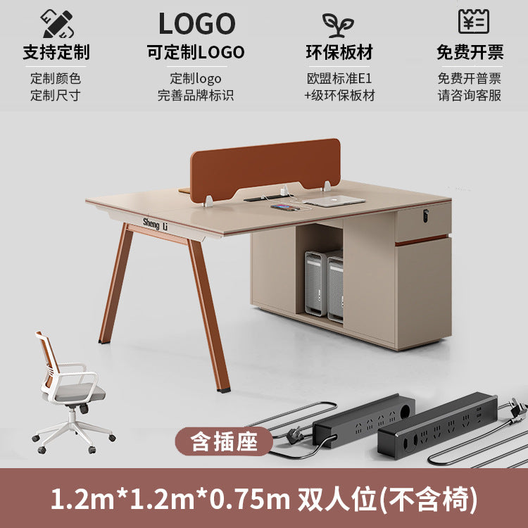 Office desk and chair set - 4/6 seater minimalist modern office table with partition workstation computer desk booth