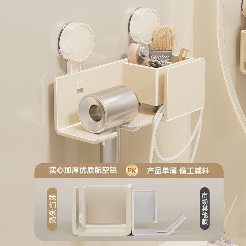 Bathroom suction cup hair dryer holder, toilet storage rack, wall-mounted lazy organizer, wall shelf
