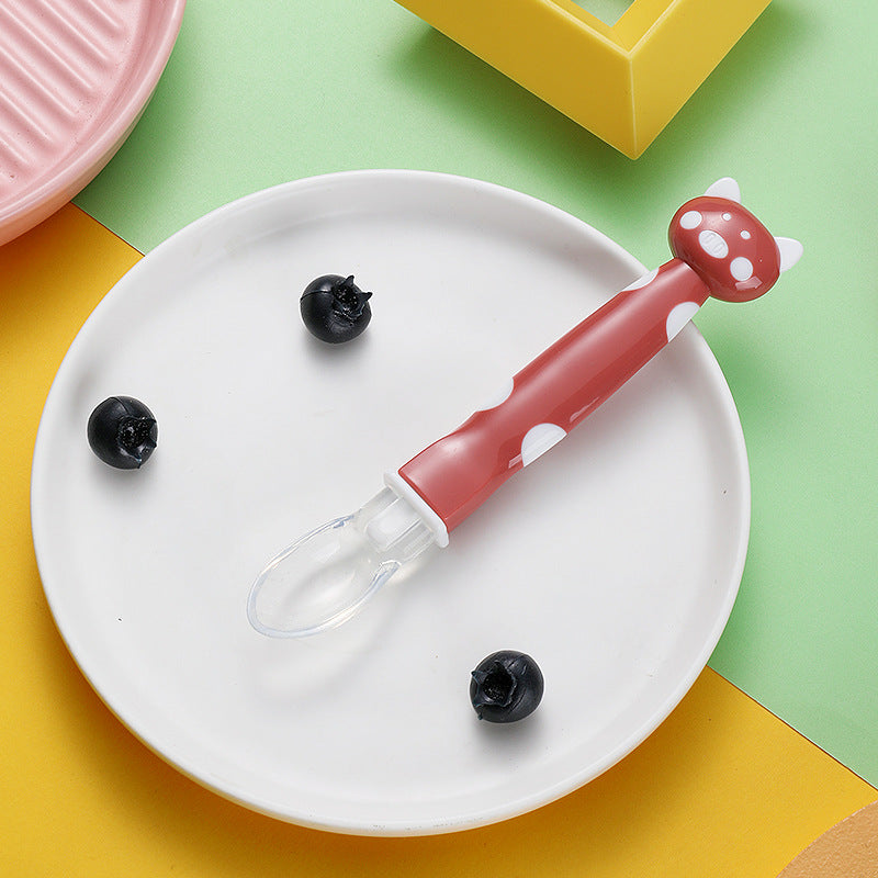 Baby silicone spoon baby complementary food feeding spoon soft head complementary food spoon baby eating training spoon feeding complementary food spoon