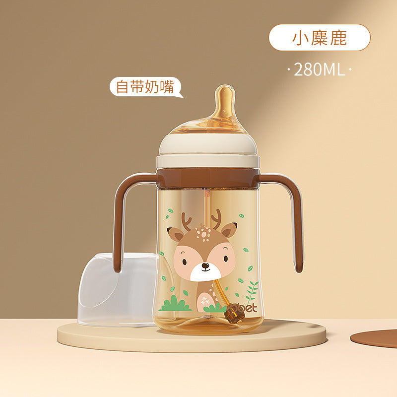Babycare baby bottle newborn infant bottle 1+ year old baby bottle ppsu straw bottle anti-colic customizable