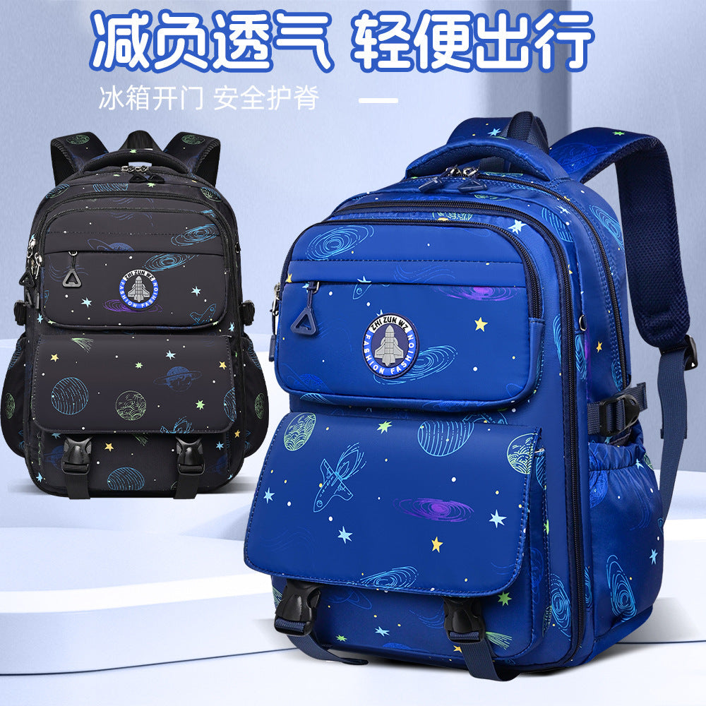 New primary school schoolbag Grade 3-6 children's backpack, light and large capacity spine protection and burden reduction boy schoolbag