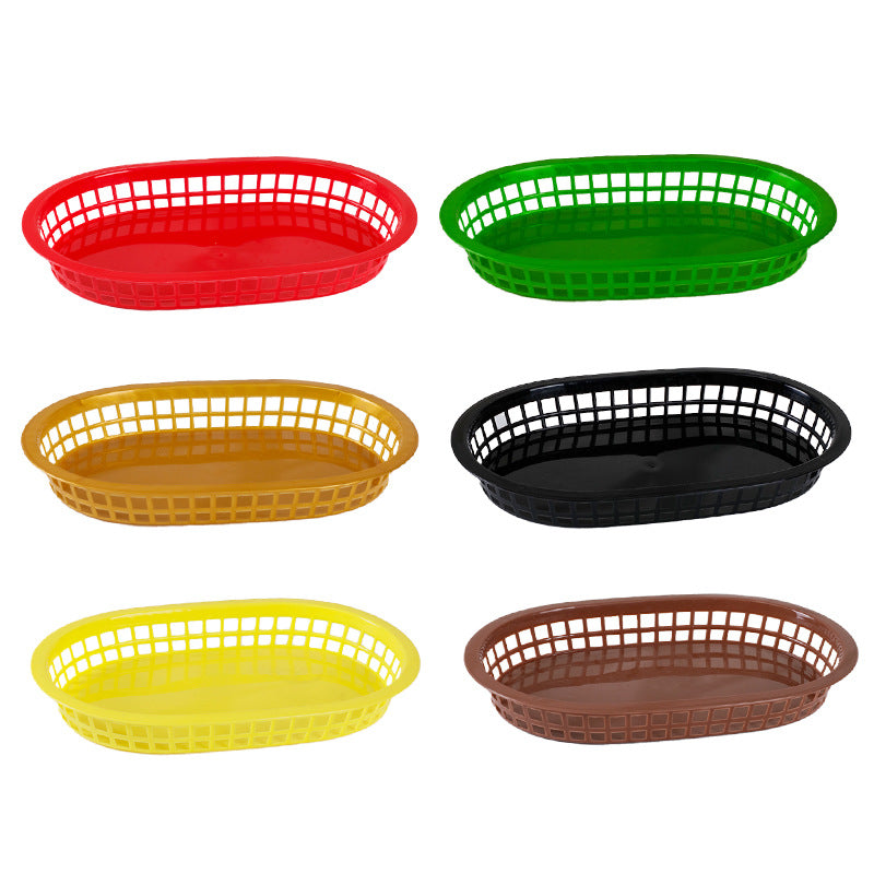 Plastic storage basket desktop storage basket household fruit storage hollow plastic fruit basket french fries storage basket cross-border
