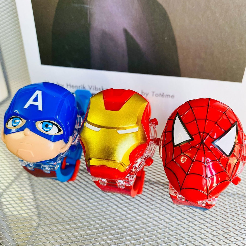 Superhero watch cartoon luminous flip cover elsa princess kuromi electronic birthday gift boy toy watch